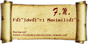 Földvári Maximilián névjegykártya